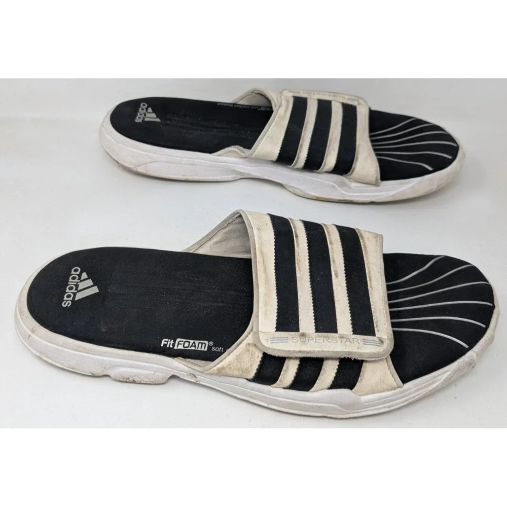 Adidas Superstar SS 2G Slides Sandals Fitfoam Comfort Black Men's‎ Size 14 VTG